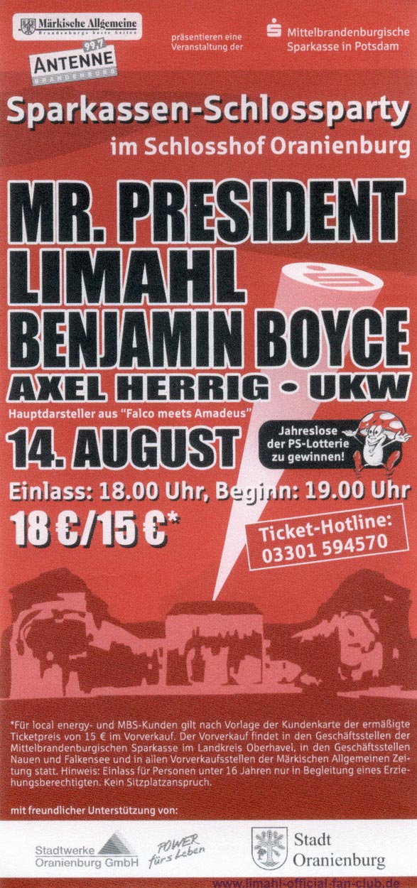 Flyer Schlossparty Oranienburg